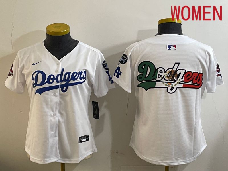 Women Los Angeles Dodgers Blank White Game 2024 Nike MLB Jersey style 12093->women mlb jersey->Women Jersey